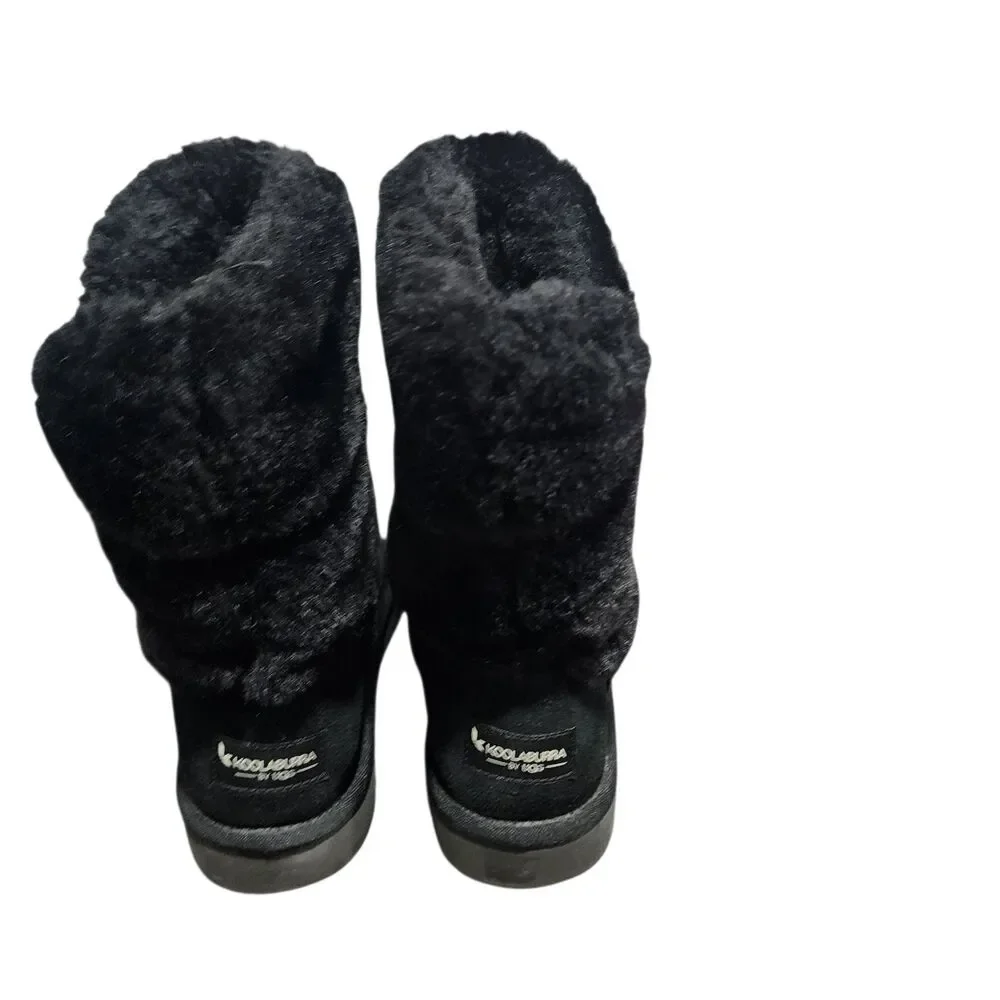 Koolaburra by UGG Black Faux Fur Ankle Boots Cozy Winter Comfort‎ Size 6